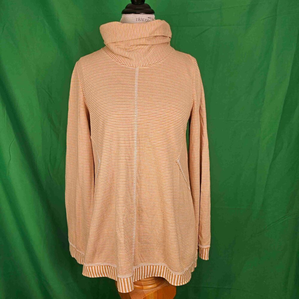 Maeve Anthropologie Womens Yellow White Striped Tai Cowl Neck‎ Sweater Medium